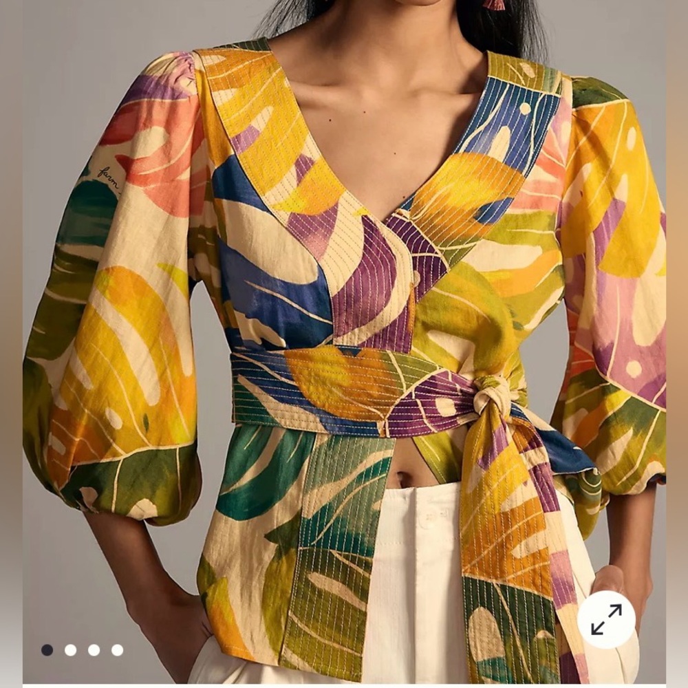 NWT FARM Rio Anthropologie Multicolor Blouse